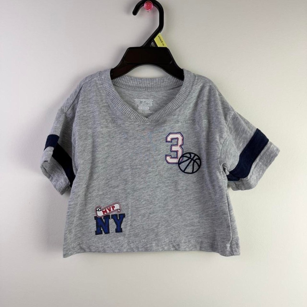 The Children's Place Baby Gray Cropped Jersey Tee #3 Basketball 12-18M